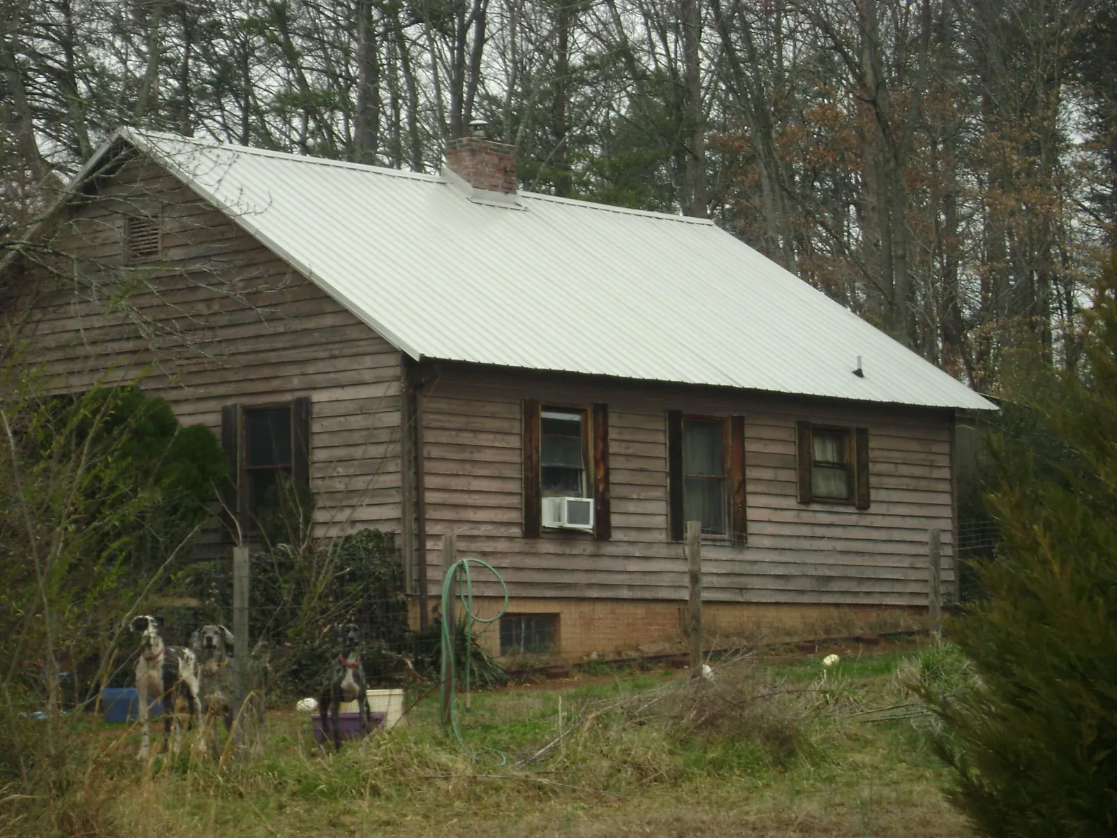 White metal roof on an old wood sided farmhouse, from a Asphalt Shingle Roof Repair job in Purdys